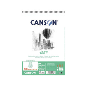 BLOCCO CANSON 1557 A4+ 30 FOGLI 180 g/m² GRANA FINE RIL. SPIRALE